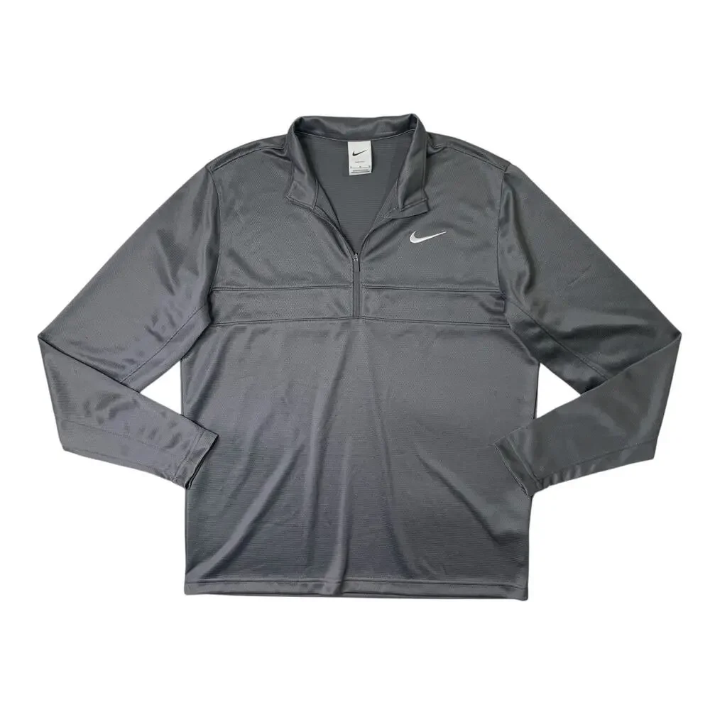 Nike Sweatshirt Mens M Medium Grey Essential Dri Fit Half Zip Golf Mock Pullover